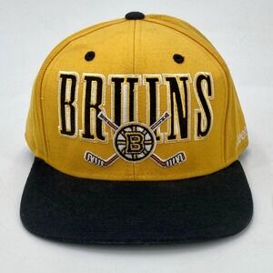 Boston Bruins NHL Flat Brim Snapback Hat Embroidered Spellout Logo‎ Rebook